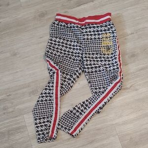 Baby Phat Black and White Houndstooth Leggings with Red Trim Ladies Large